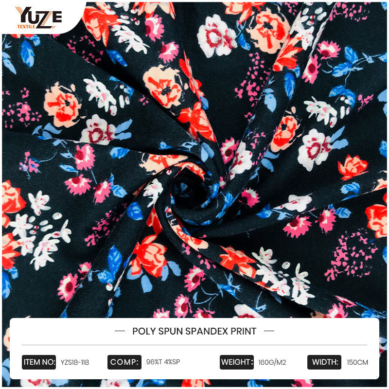 YZS18-118 POLY SPUN SPANDEX PRINT